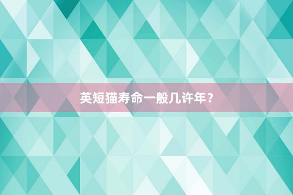 英短猫寿命一般几许年？